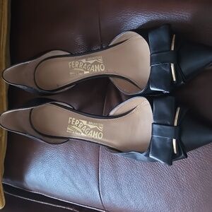Salvatore Ferragamo Black Leather Heels with Bow